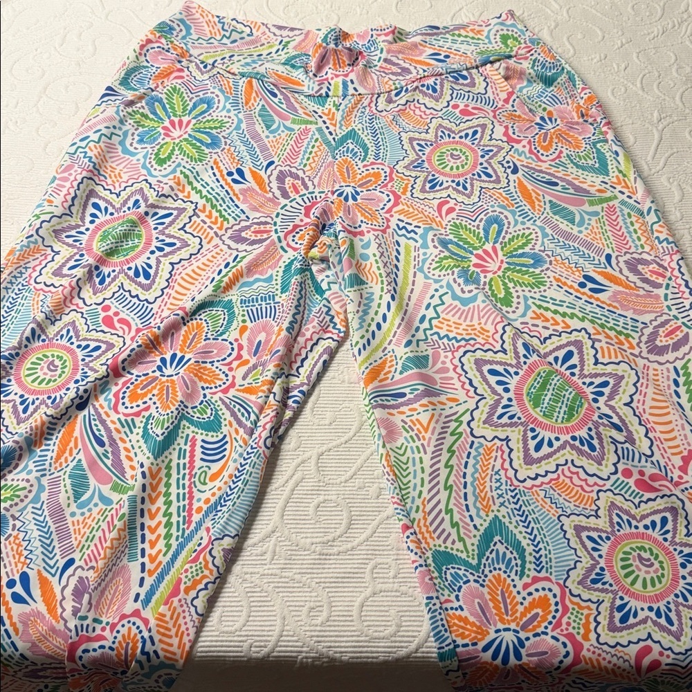 Jean-Pierre Klifa boulevard Multicolor Patterned Pants. Wide leg. Stretch. XL - Picture 6 of 12